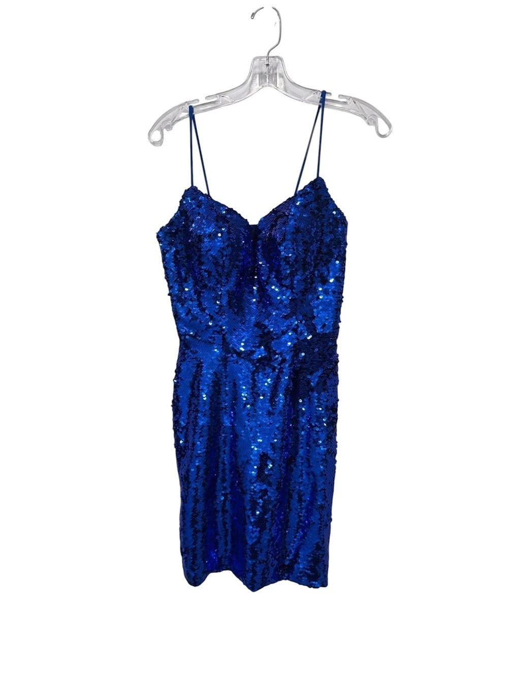 Portia & Scarlett Strapless Blue Sequin Mini Dress Size 2 NWT. Modesty fabric